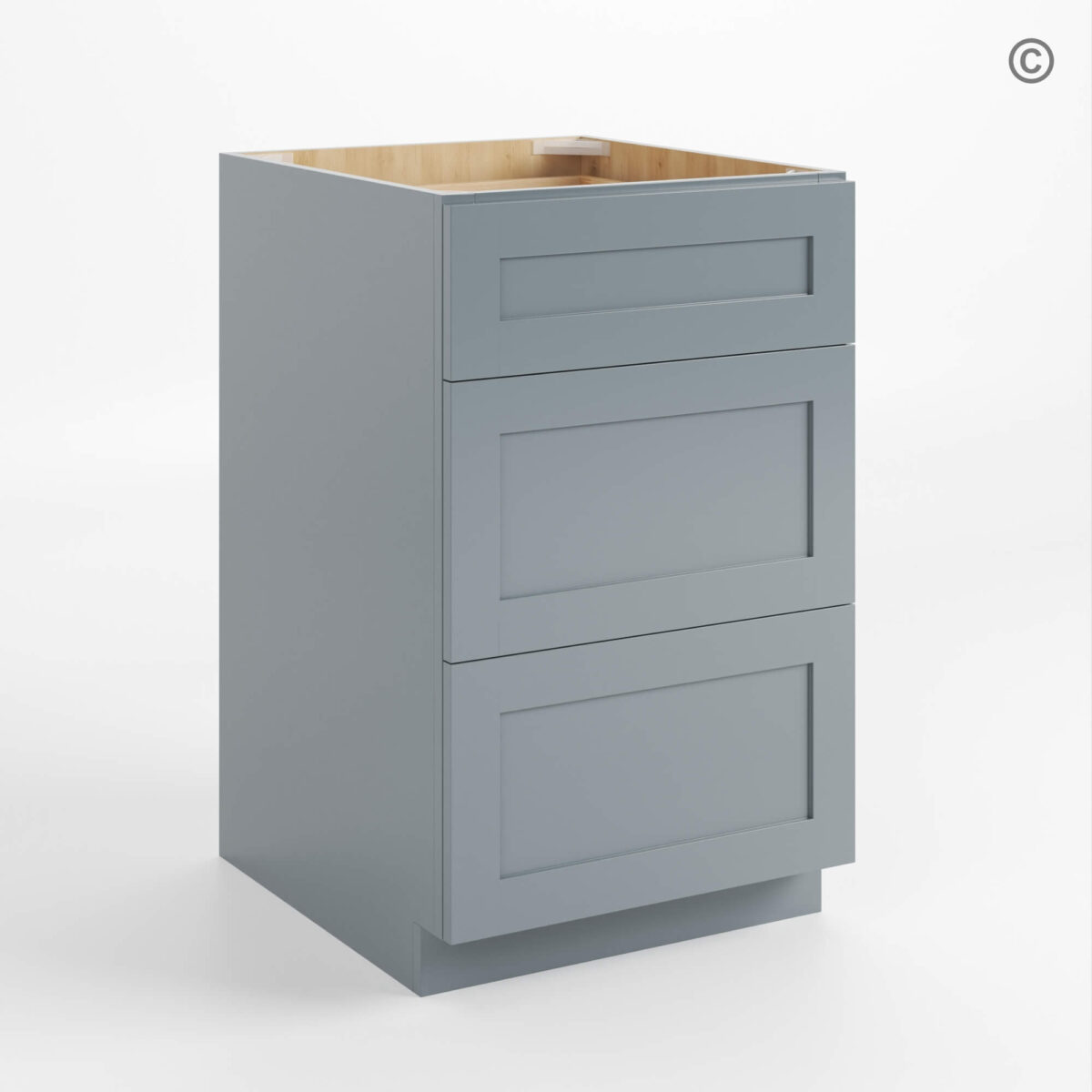 Gray Shaker Three Drawer Base, rta cabinets, gray kitchen cabinets, wholesale cabinets