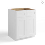 shaker white sink base with two dummy drawers closed, rta cabinets