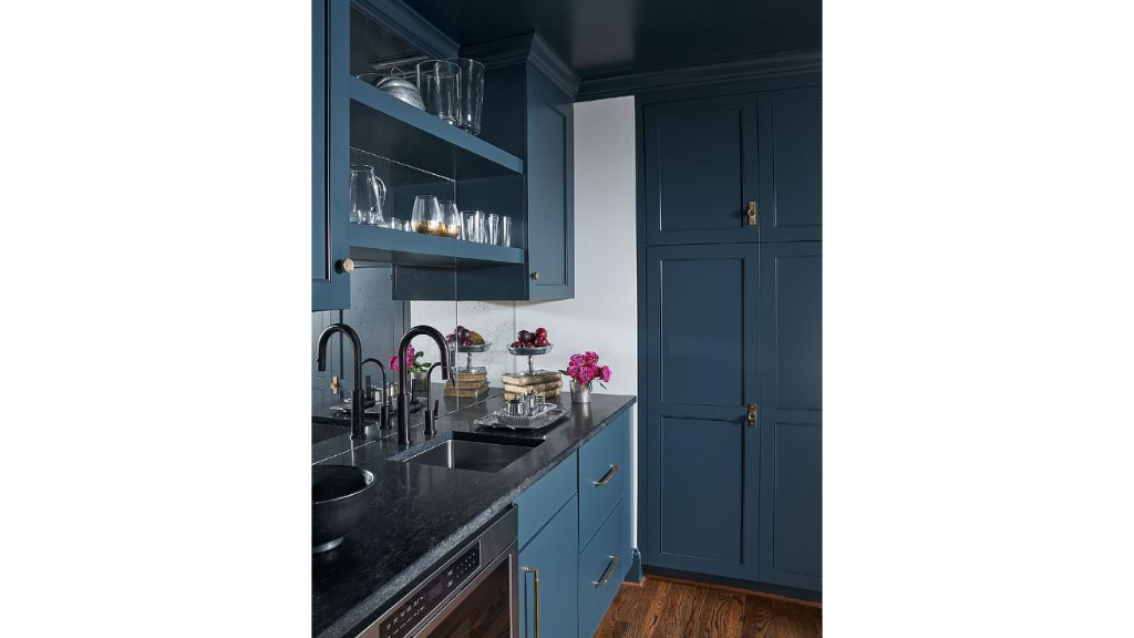 Navy blue pantry shaker kitchen cabinets - BWC blog