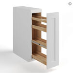 a white cabinet with a wooden shelf, ehite cabinets, rta cabinets