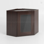 Shaker Espresso 12x 24 Diagonal Corner Wall Shelf with Glass Door