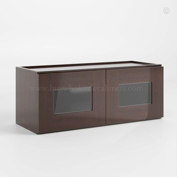 Shaker Espresso 18 H Double Door Wall Cabinet With Glass Doors