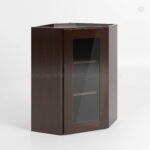 Shaker Espresso 24 Diagonal Corner Wall Cabinet with Glass Door
