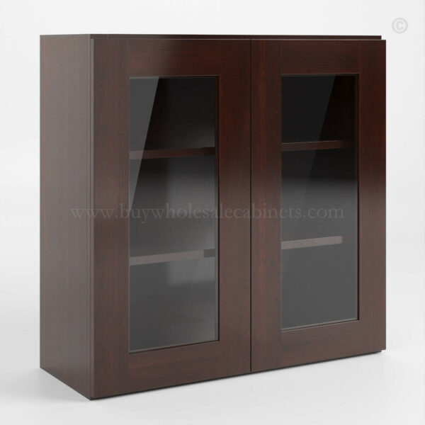 Shaker Espresso 30 H Double Door Wall Cabinet with Glass Door