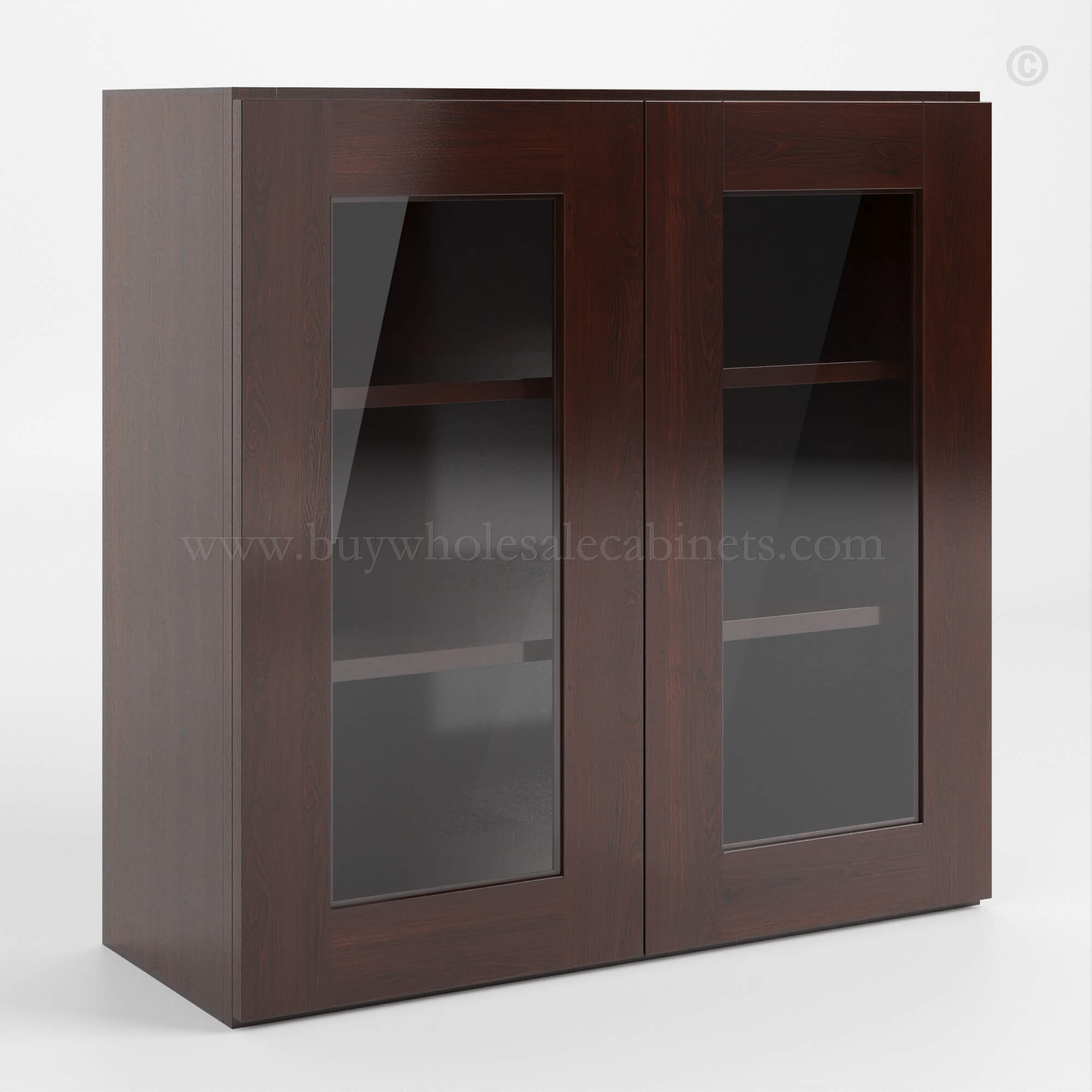 Shaker Espresso 30 H Double Door Wall Cabinet with Glass Door