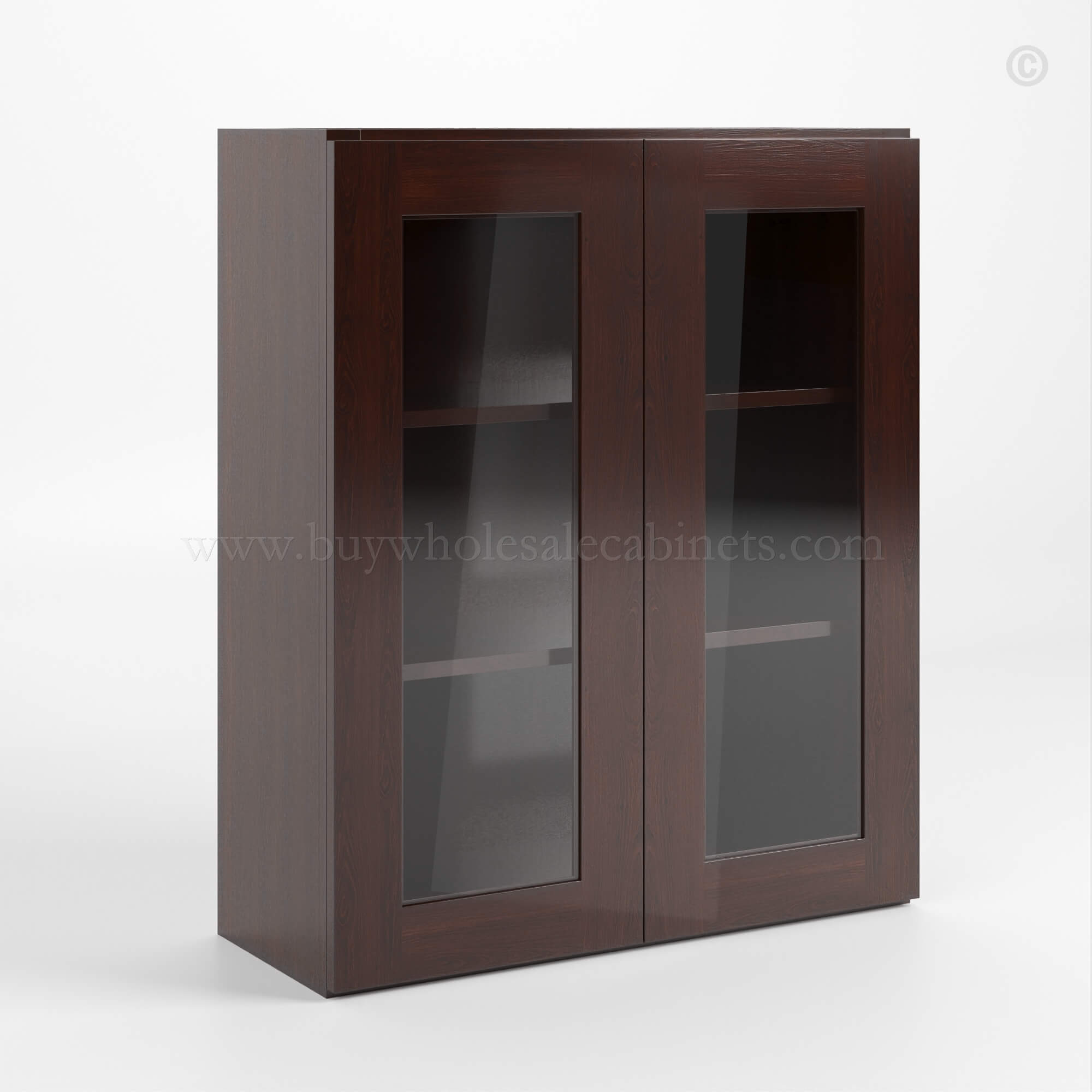 Shaker Espresso 36 H Double Door Wall Cabinet with Glass Doors