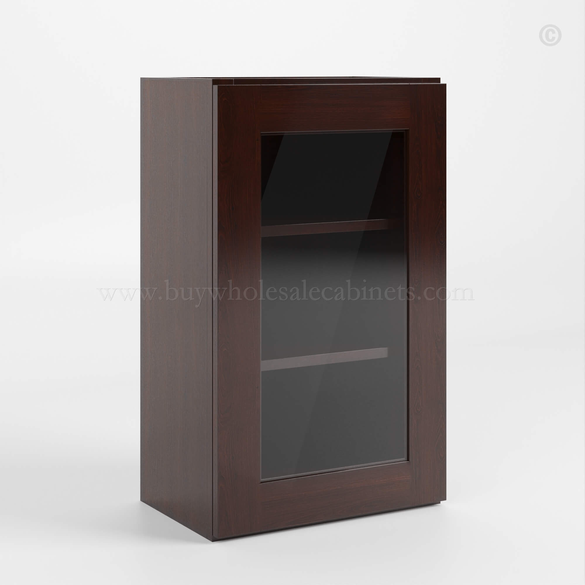 Shaker Espresso 36 H Single Door Wall Cabinet with Glass Door