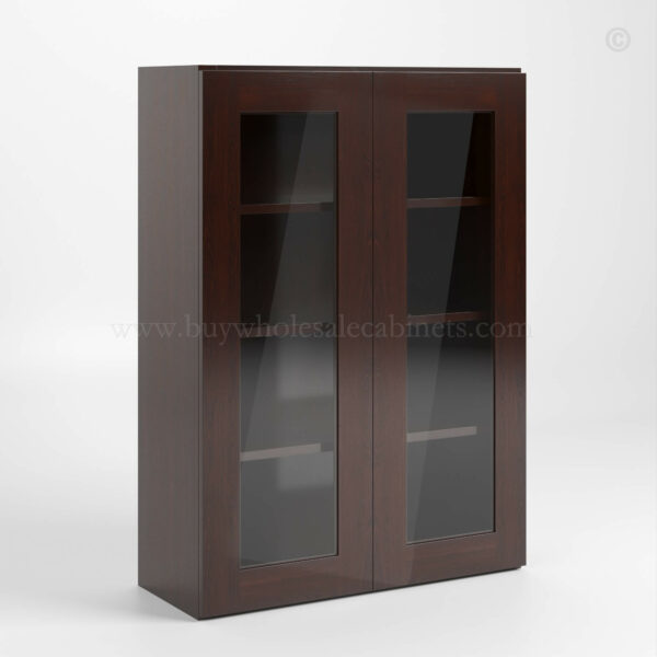Shaker Espresso 42 H Double Door Wall Cabinet with Glass Doors
