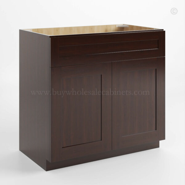 Shaker Espresso Double Vanity Sink Base Cabinet