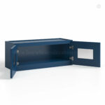 Navy Blue Shaker 12 H Double Door Wall Cabinet with Glass Doors