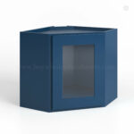 Navy Blue Shaker 12 x 24 Diagonal Corner Wall Shelf with Glass Door