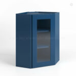 Navy Blue Shaker 24 Diagonal Corner Wall Cabinet with Glass Door