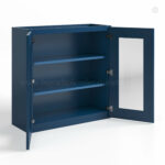 Navy Blue Shaker 30 H Double Door Wall Cabinet with Glass Door