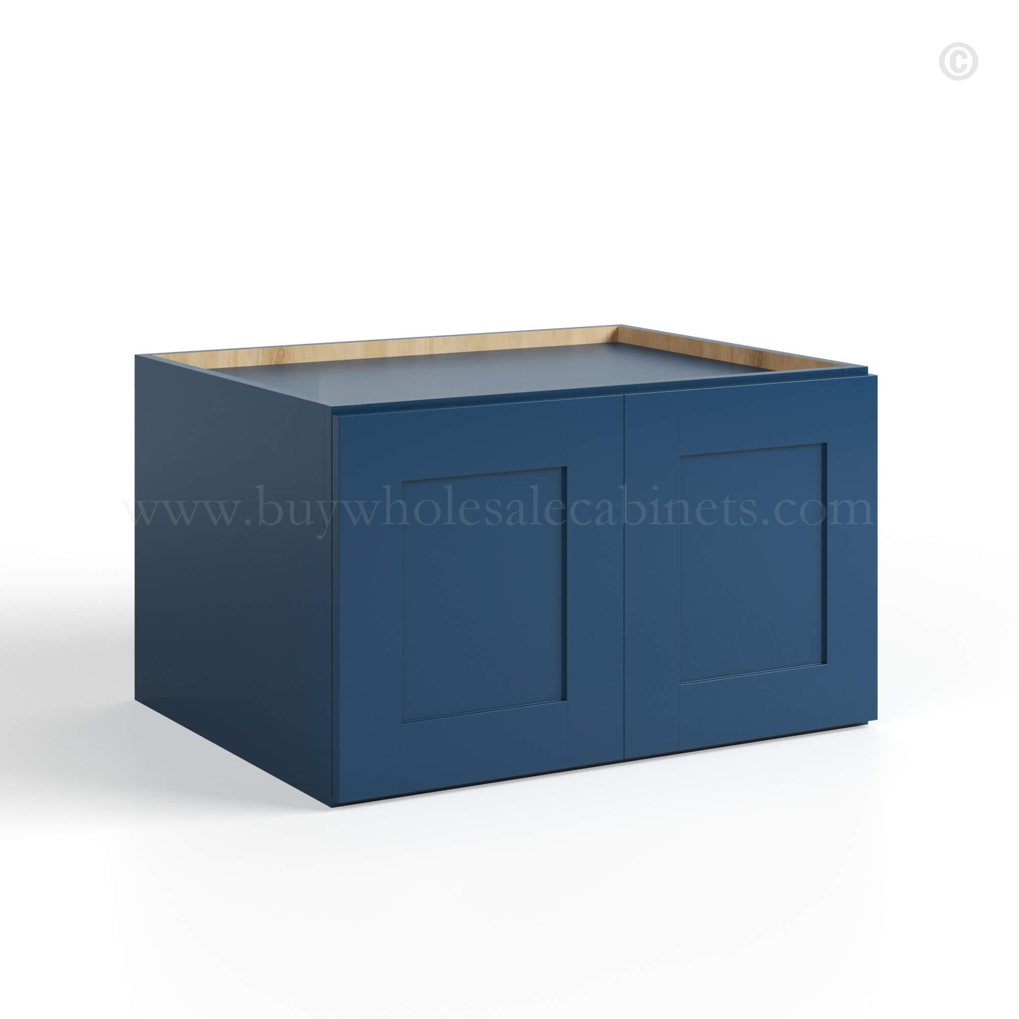 Navy Blue Shaker 30 W Refrigerator Wall Cabinet 24 Deep
