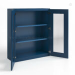 Navy Blue Shaker 36 H Double Door Wall Cabinet with Glass Doors