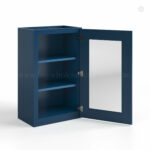 Navy Blue Shaker 36 H Single Door Wall Cabinet with Glass Door