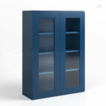 Navy Blue Shaker 42 H Double Door Wall Cabinet with Glass Doors