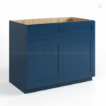 Navy Blue Shaker Base Cabinet with Double Doors and Drawers