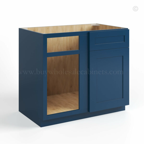 Navy Blue Shaker Blind Corner Base Cabinet