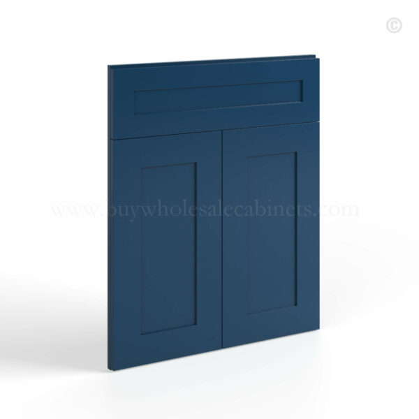 Navy Blue Shaker Corner Sink Base Front