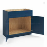 Navy Blue Shaker Double Vanity Sink Base Cabinet