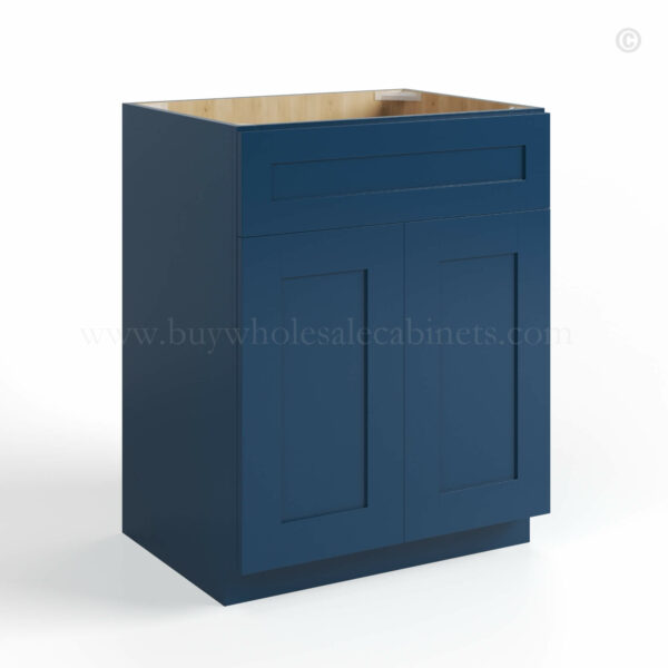 Navy Blue Shaker Single Vanity Sink Base Cabinet