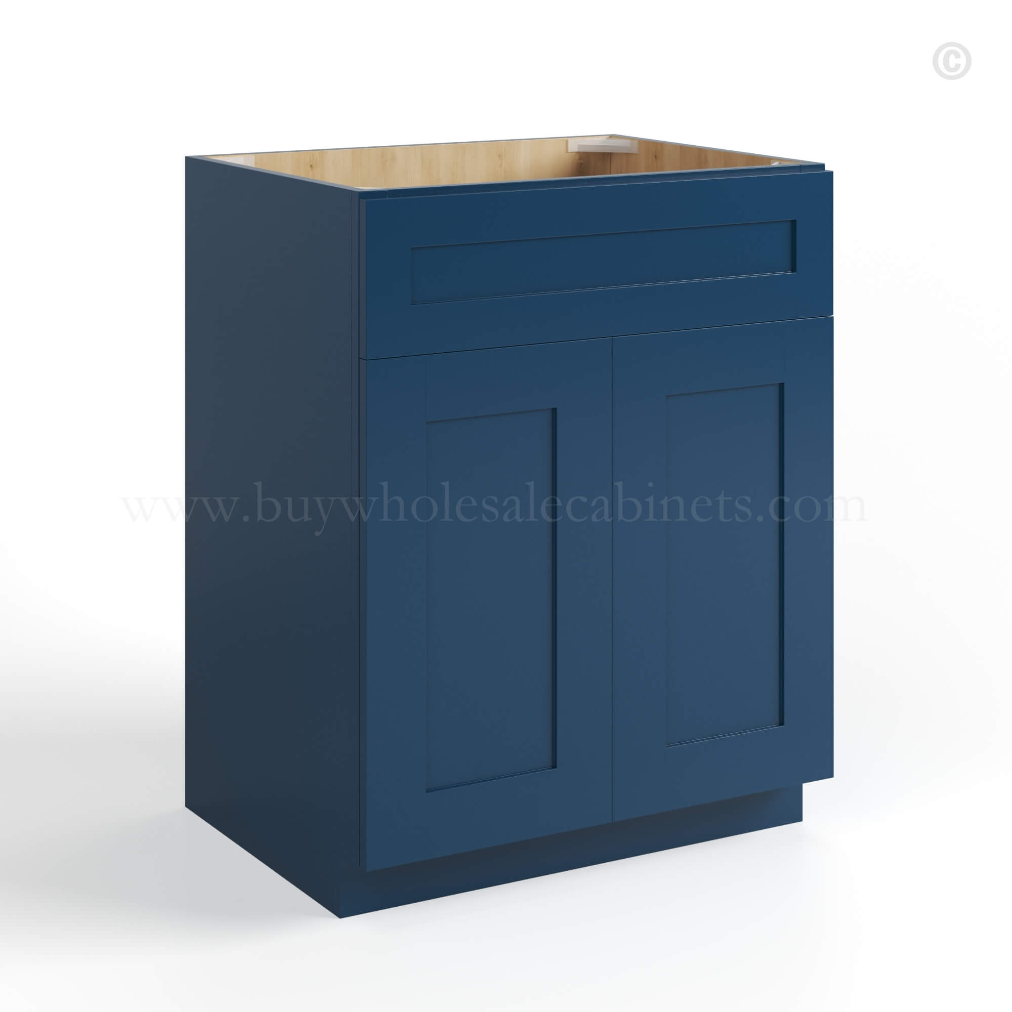 Navy Blue Shaker Single Vanity Sink Base Cabinet