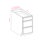 slim shaker cabinets, Slim Shaker Three Drawer Base Cabinet