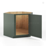 a green cabinet with a door open, green cabinets, rta cabinets