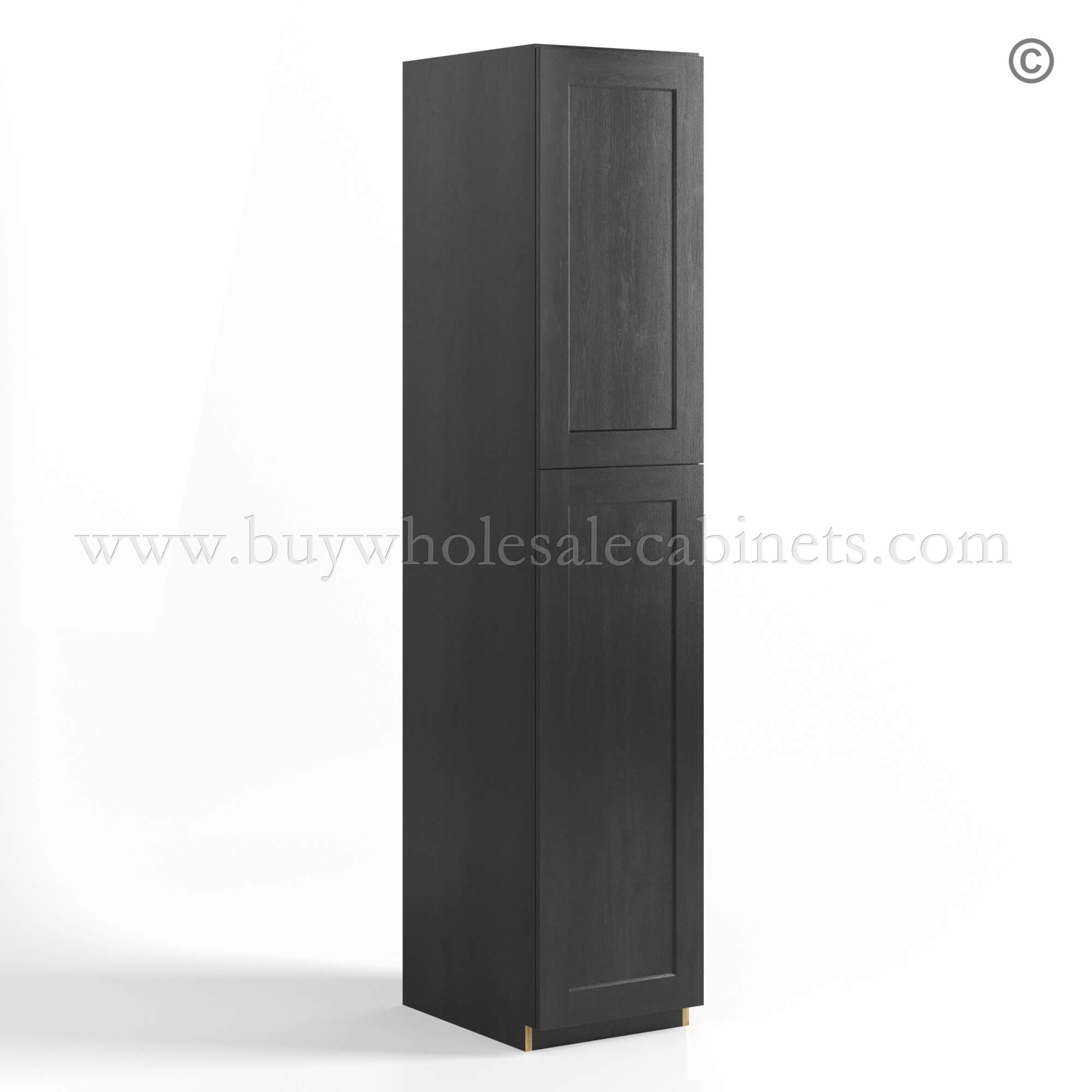 Charcoal Black Shaker Tall Pantry Cabinet 2 Doors, rta cabinets, wholesale cabinets