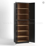 charcoal black shaker tall pantry cabinets with four doors open, rta cabinets, wholesale cabinets