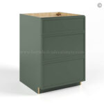 Slim Shaker Green Base Cabinet with 3 Drawers, green kitchen cabinets, rta cabinets