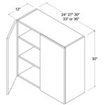 Frameless 30 H Double Door Wall Cabinet, rta cabinets, wholesale cabinets