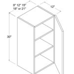 Frameless 30 H Single Door Wall Cabinet