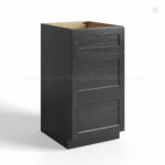 charcoal black shaker three vanity drawer base cabinet with three drawers, rta cabinets, wholesale cabinets