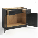 charcoal black shaker vanity sink base combo with single drawer left single drawer rightand sink centered, rta cabinets, wholesale cabinets