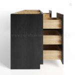 charcoal black shaker vanity sink base combo with three drawer left and right and sink centered dovetail, rta cabinets, wholesale cabinets