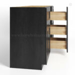 charcoal black shaker vanity sink base combo with three drawer middle and double sink dovetail, rta cabinets, wholesale cabinets