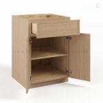 Slim Oak Shaker Base Cabinet Double Door and Single Drawer, rta cabinets, wholesale cabinets