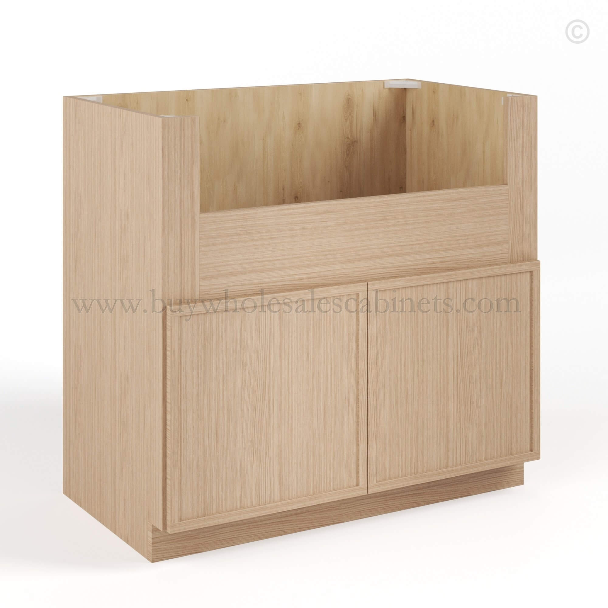 Slim Oak Shaker Farmhouse Sink Base, rta cabinets, wholesale cabinets