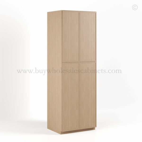 Slim Oak Shaker Tall Pantry Cabinet with 4 Doors, rta cabinets, wholesale cabinets