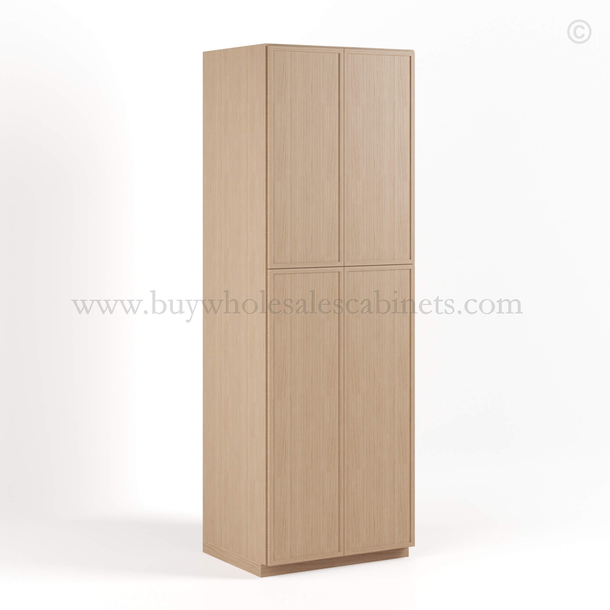 Slim Oak Shaker Tall Pantry Cabinet with 4 Doors, rta cabinets, wholesale cabinets