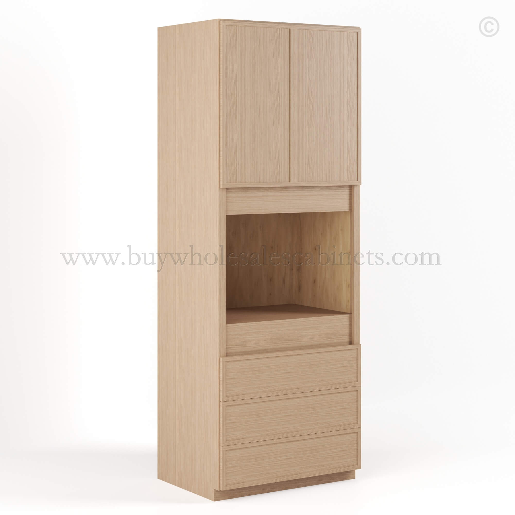 Slim Oak Shaker 33W Oven Pantry Cabinet, rta cabinets, wholesale cabinets