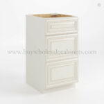 Charleston White Raised Panel Vanity Three Drawer Base Cabinet