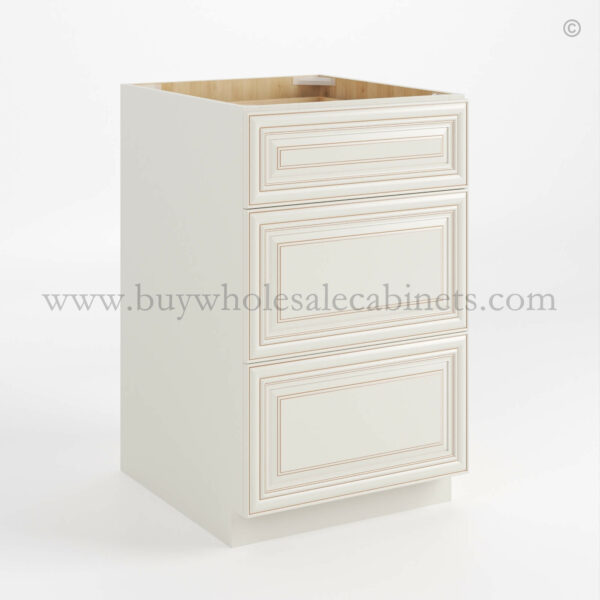 Charleston White Raised Panel Three Drawer Base