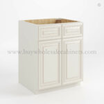 charleston white raised panel sink base with double doors and false drawers, rta cabinets, wholesale cabinets