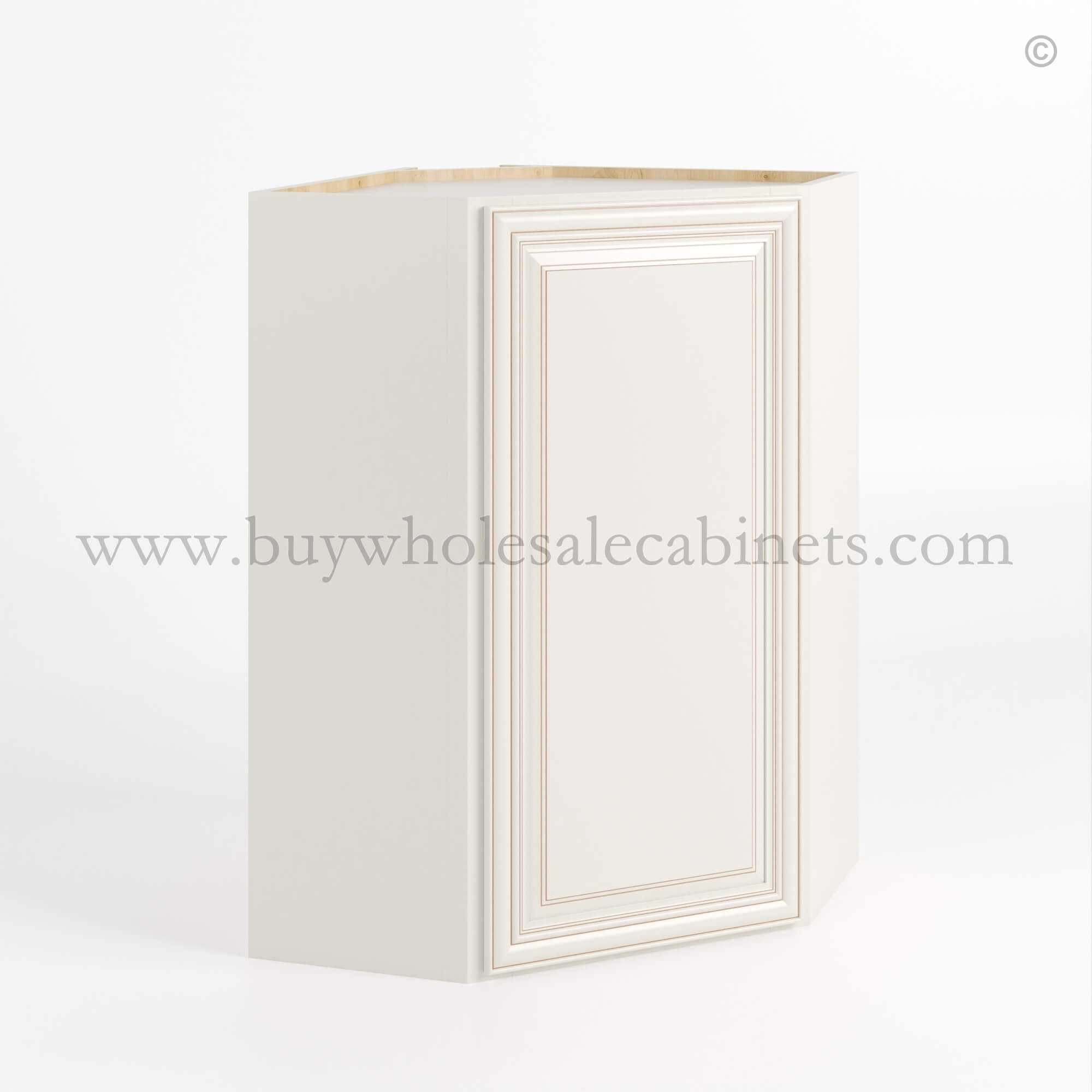 Charleston White Raised Panel 24 Diagonal Corner Wall Cabinet, rta cabinets
