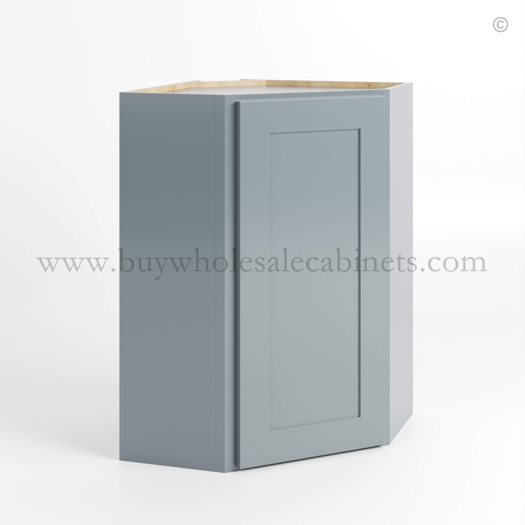 Gray Shaker 24 Diagonal Corner Wall Cabinet, rta cabinets