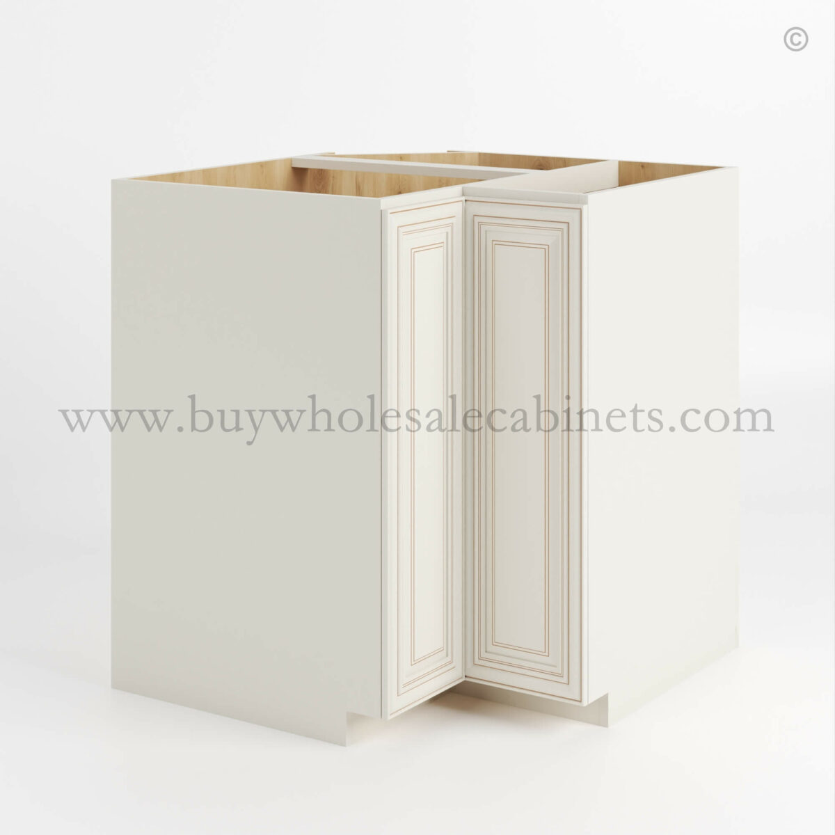Charleston White Raised Panel Lazy Susan Base Cabinet