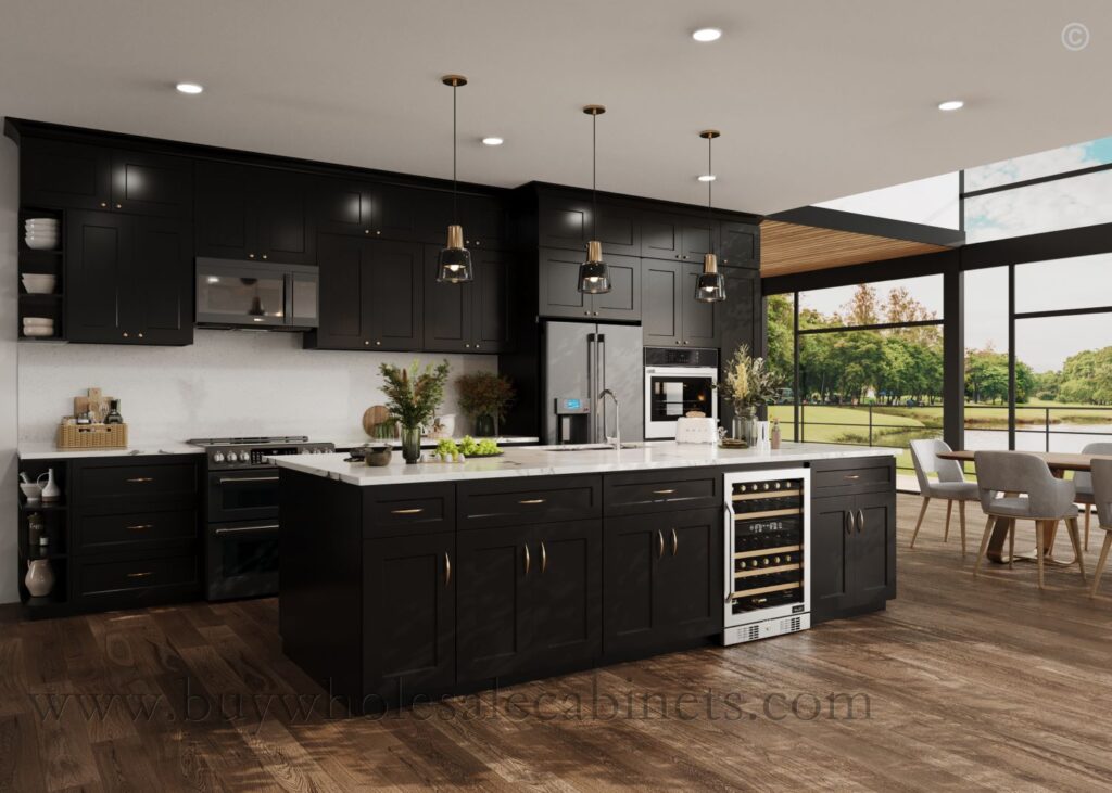 black kitchen cabinets, rta cabinets, wholesale cabinets, black and white kitchen cabinets ideas